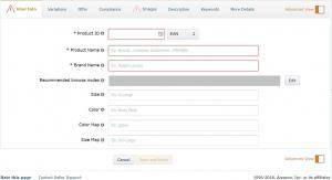 Product listing Amazon